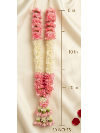 Fresh Pink Carnation & Tuberose Garland – 30 Inch Haar Mala for Weddings in Dubai