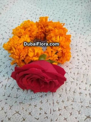 Marigold Flower Bracelet with Rose (2 Pieces)