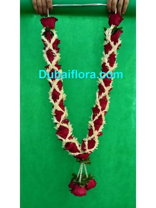 Red rose Garland touch of tube roses 