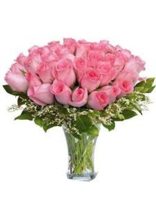Pink Roses In Vase 100 Flowers