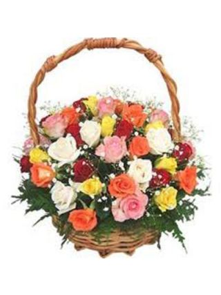 36 MIX ROSES IN BASKET