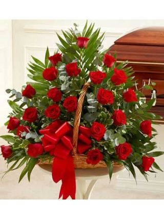 24 Red Roses basket Facing