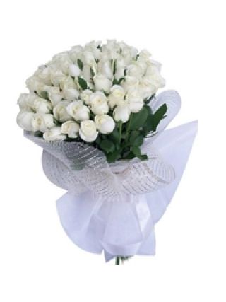 White Roses Bouquet 60 Flowers