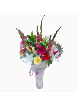 Happy Note A bunch of Mixed Flowers In Vase