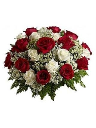 Scintillating Beauty A bouquet of Red and White Roses. Dubai (15 white and 15 Red Roses)