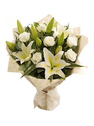 White Lilies Roses Bouquet